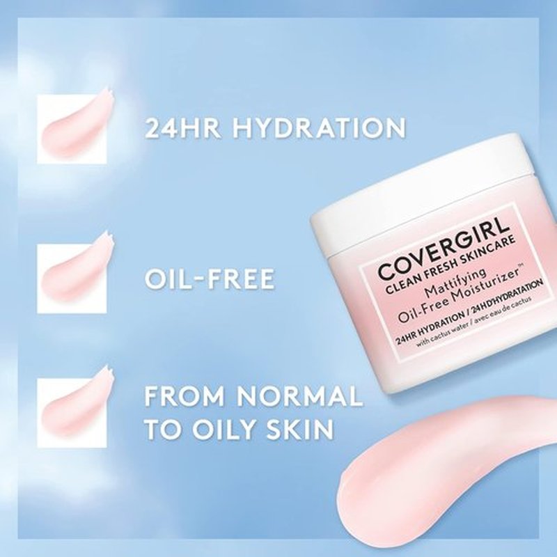 COVERGIRL Clean Fresh Oil-Free Moisturizer - Mattifying Formula, 2.0 Oz for Fresh Skin