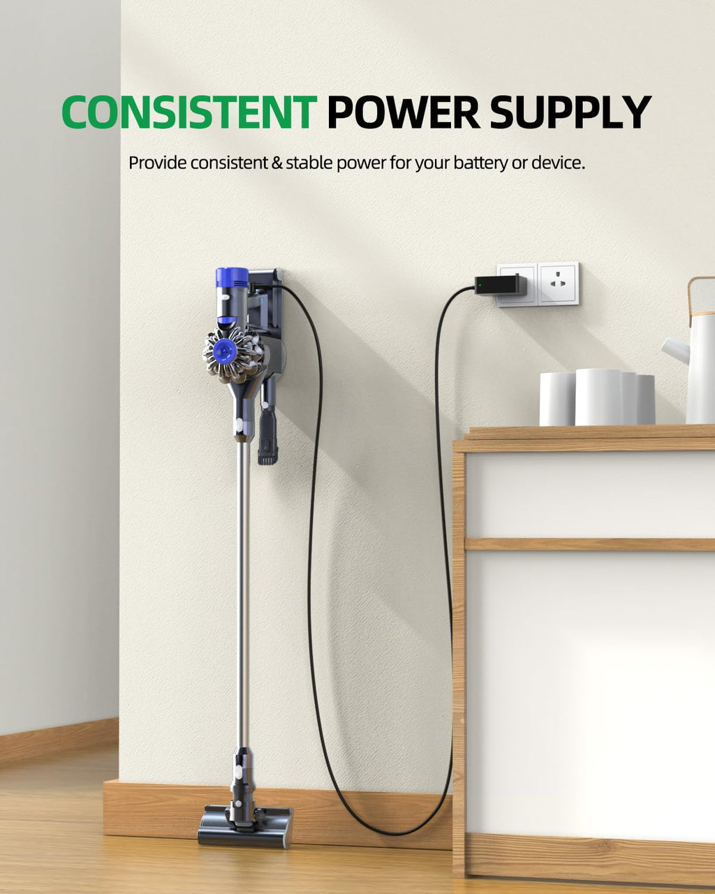 Superer Replacement for Dyson Vacuum Charger - (Fit for Dyson V8 V7 V6 Cordless Vacuum Power Cord Charging)