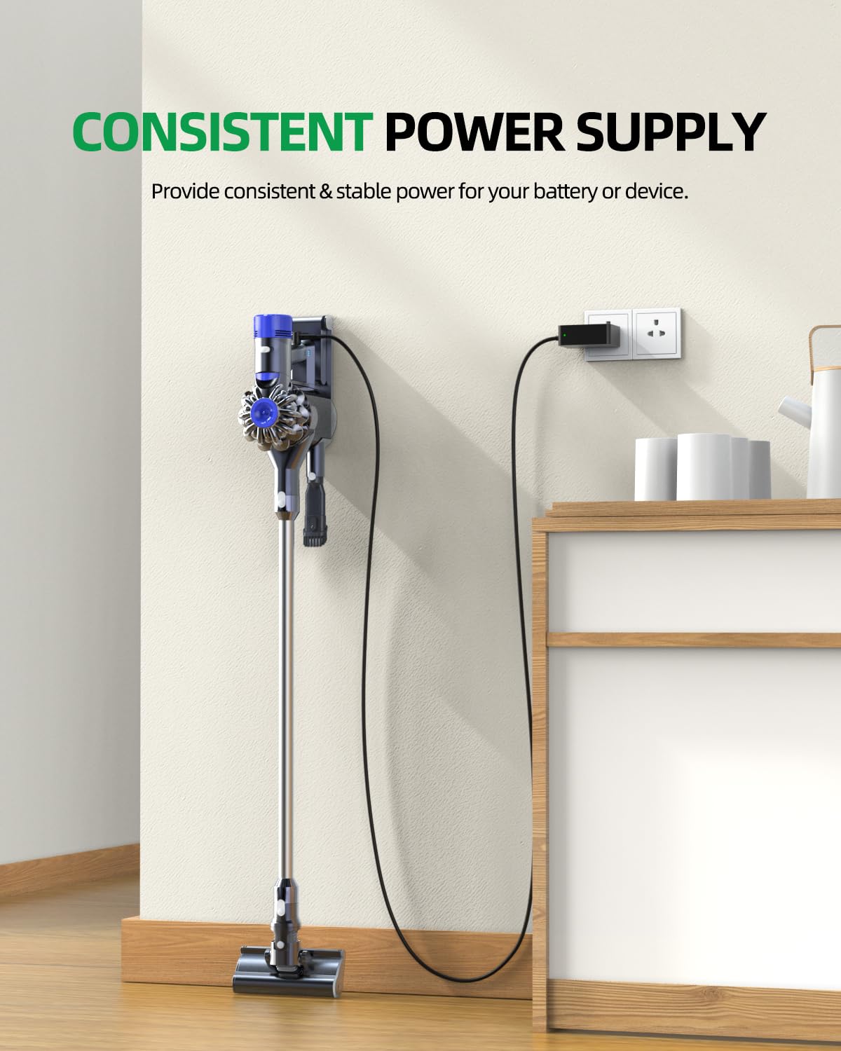 Superer Replacement for Dyson Vacuum Charger - (Fit for Dyson V8 V7 V6 Cordless Vacuum Power Cord Charging)