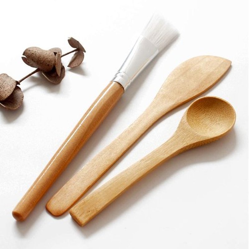 LINSINA Face Mask Mixing Bowl and Brush Set, 7 in 1 Bamboo Facial Mask Tool kits - Mask Bowl,Spatula,Spoon, Silicone Brush (yellow)