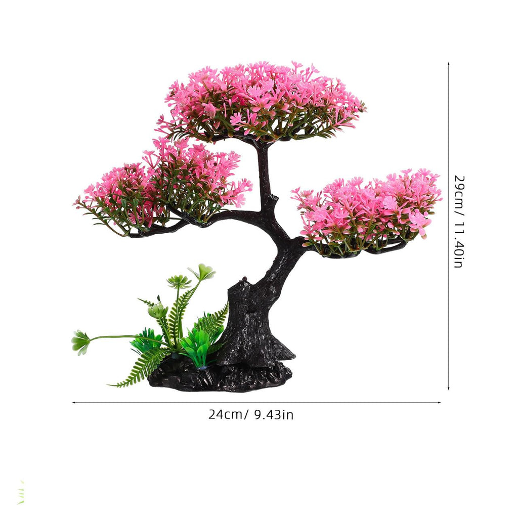 Didiseaon Aquarium Decor Artificial Plants Tree Set 11.4 Inch Plastic Plants for 10-55 Gallon Fish Tank Decoration Pink Simulation Aquarium Tree Betta Fish Bowl Ornaments Home Office Decor