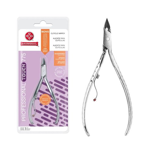 Professional Cuticle Nipper Mundial 775 - Brazilian Manicure Quality Full Jaw with Anti-Slip Handle Stainless Steel Trimmer Cutter for Fingernails and Toenails