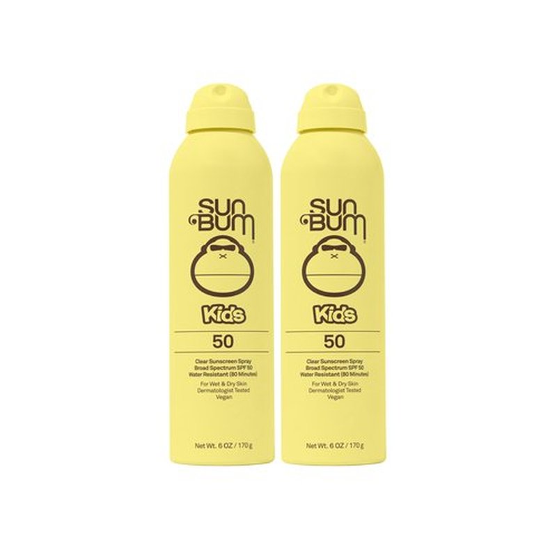 Sun Bum Kids SPF 50 Clear Sunscreen Spray | Wet or Dry Application | Hawaii 104 Act Compliant (Octinoxate & Oxybenzone Free) Broad Spectrum UVA/UVB Sunscreen | 6 oz (Pack of 2)