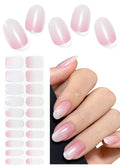 Semi Cured Gel Nail Strips, Glazed Pink Gradient 20pcs Adhesive UV Sticker, Wraps for Home Manicure DIY