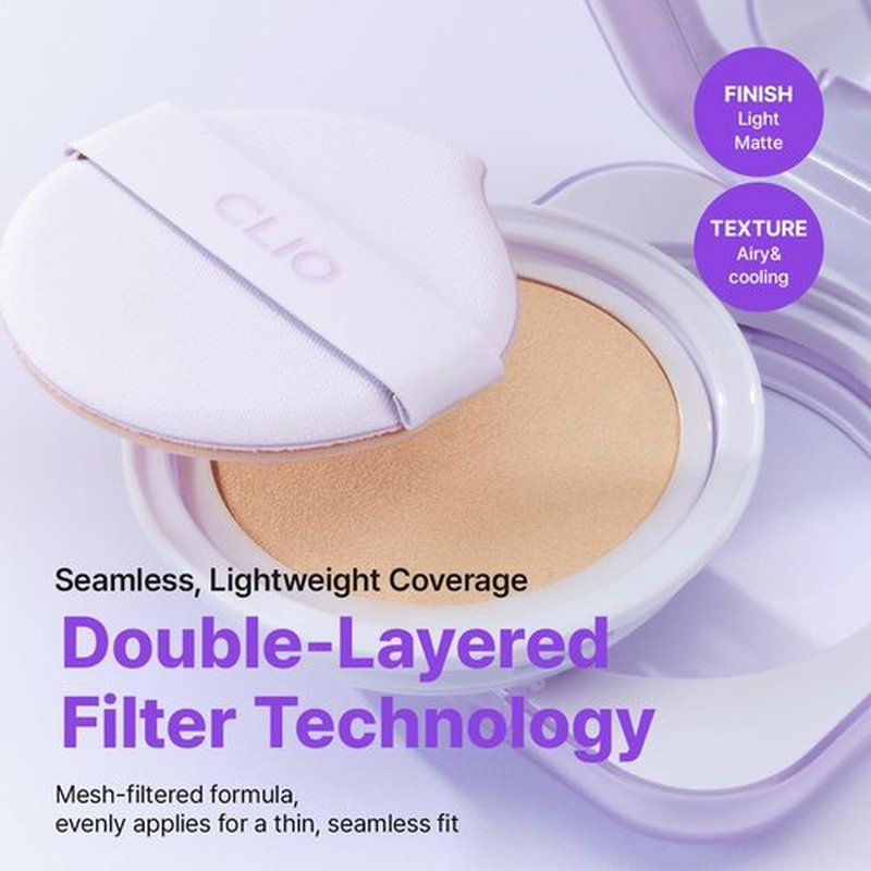 CLIO Kill Cover Mesh Blur Cushion Foundation, Flawless Full Coverage, Pore Blurring for Smooth Skin, Semi-Matte Finish, Long-Lasting, Lightweight, Oil-Control, Korean Foundation (23N GINGER)