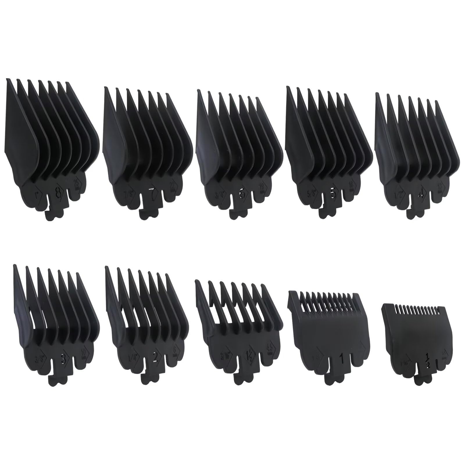TalaBide 10-Piece Hair Clipper Guards Cutting Combs Fit for Limural K11S/Novah HCL-001/Surker K7S/K9C/K9S - Black