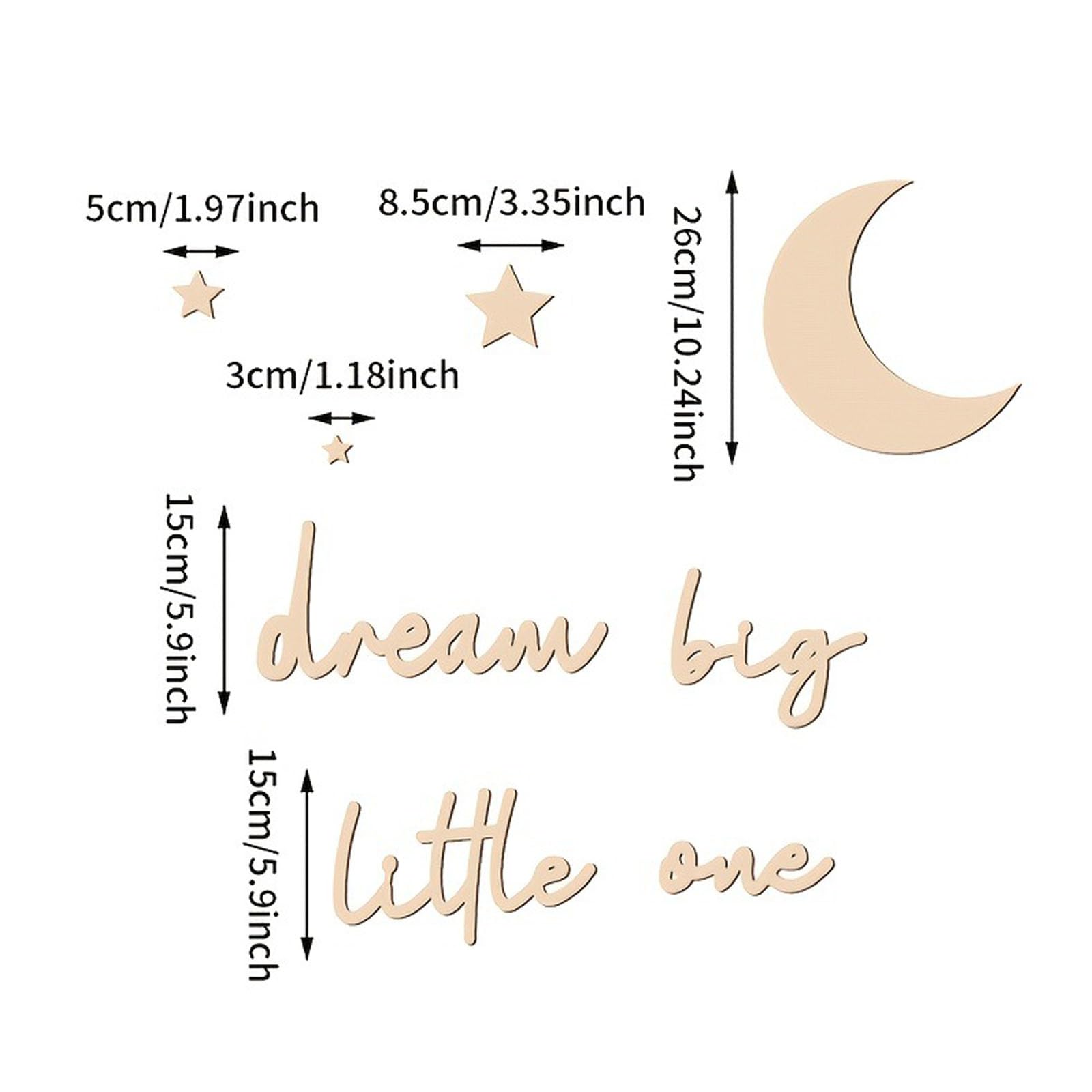 15Pcs Wooden Moon and Stars Nursery Wall Decor