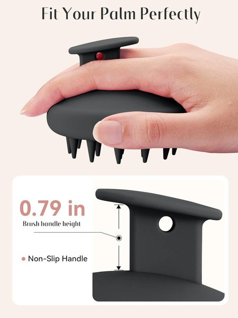 HEETA Scalp Massager - Hair Growth Scrubber with Soft Bristles | Silicone Exfoliator for Dandruff & Relaxation - Black