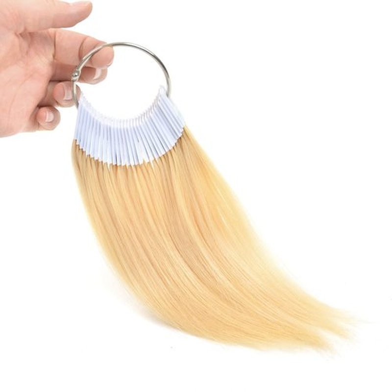30 Pcs 8" Hair Swatches for Testing Color 100% Real Human Hair Level Swatches for Salon Training (Blonde，613#)