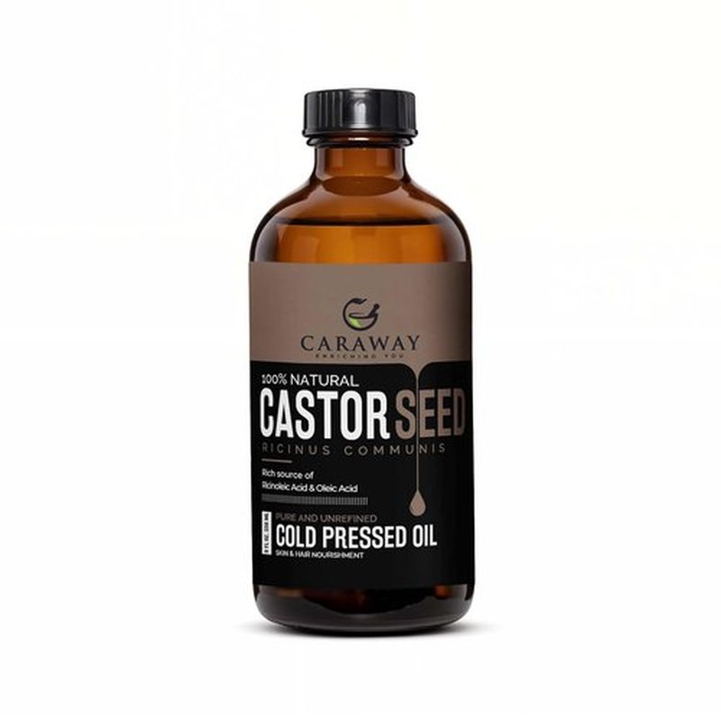CARAWAY Cold Pressed Pure Castor Oil – Indian Handmade | Therapeutic Grade | Edible | For Liver Detox, Hair Growth, Eyelashes, Skin, Constipation & Joint Pain | Glass Bottle – 236ml