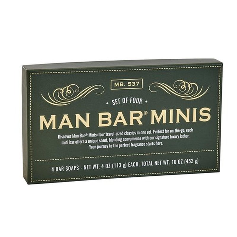 San Francisco Soap Co Man Bar Minis 4-Piece Gift Set - No Harmful Chemicals - Good for all Skin Types - Made in the USA
