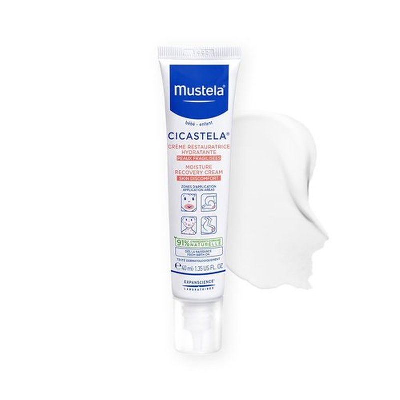 Mustela Cicastela Moisture Recovery Cream - Fragrance-Free Baby Ointment with Avocado & Hyaluronic Acid - 1.35 fl. Oz