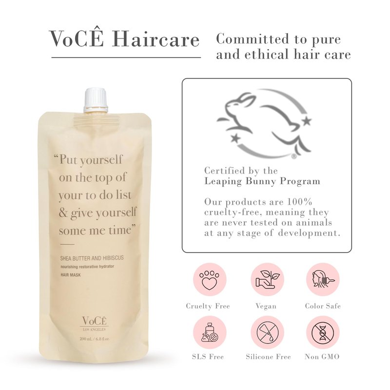 VoCÊ Haircare - Natural Shea Butter & Hibiscus Moisture Hair Mask | Hydrating Treatment for Dry Hair | Vegan, Cruelty-Free (6.8 oz | 200 ml)