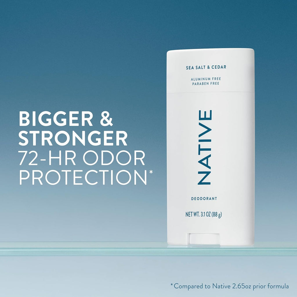 Native Natural Deodorant & Body Wash Bundle for Men Contains Naturally Derived Ingredients, Sea Salt & Cedar Scent, 2.65 oz & 18 oz (Pack of 2)