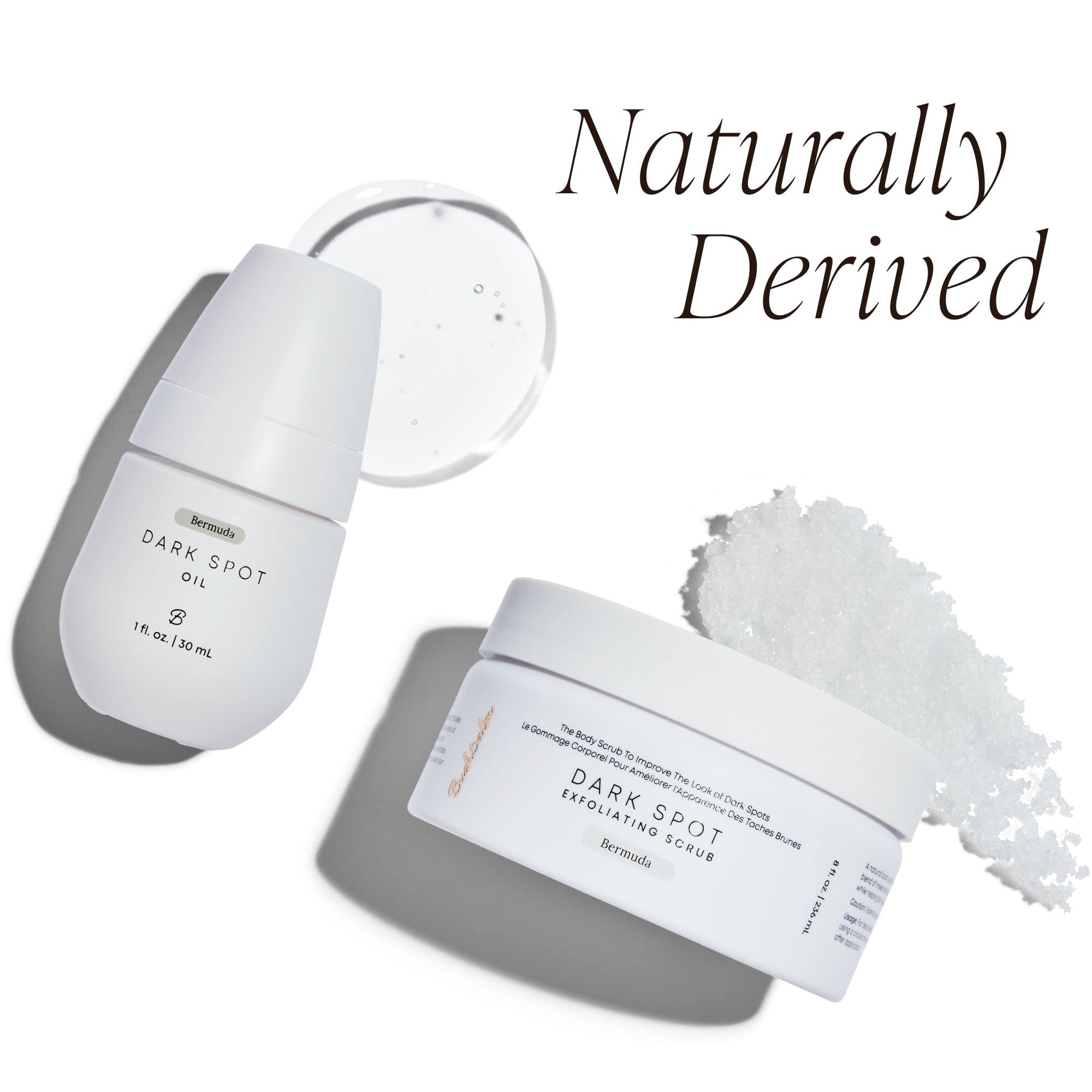 Bushbalm Dark Spots and Ingrown Hair 2 Step Routine - Rejuvenate and Nourish - Ingrown Hair Oil (30 ml) and Exfoliating Scrub (236 ml) - Bermuda - Valued at $49