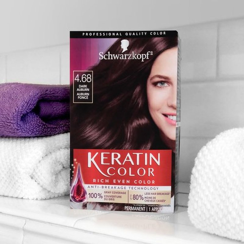 Schwarzkopf Keratin Color Permanent Hair Color Cream - 4.68 Dark Auburn | 1 Kit for Vibrant Color