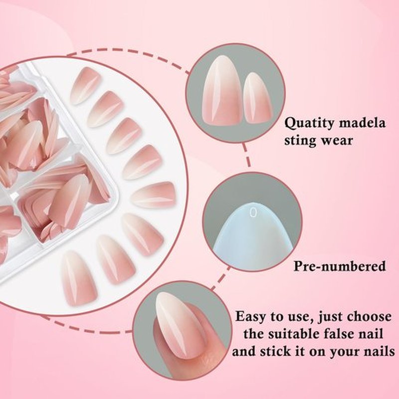 LoveOurHome 240pc Almond Press on Nails Short Fake Nails with Glue & Tabs, Short Ombre Nails Press on Nails Almond Glue on Nails Fake Nails Graident Acrylic Nail Tips Artificial Fingernail Stick Nail