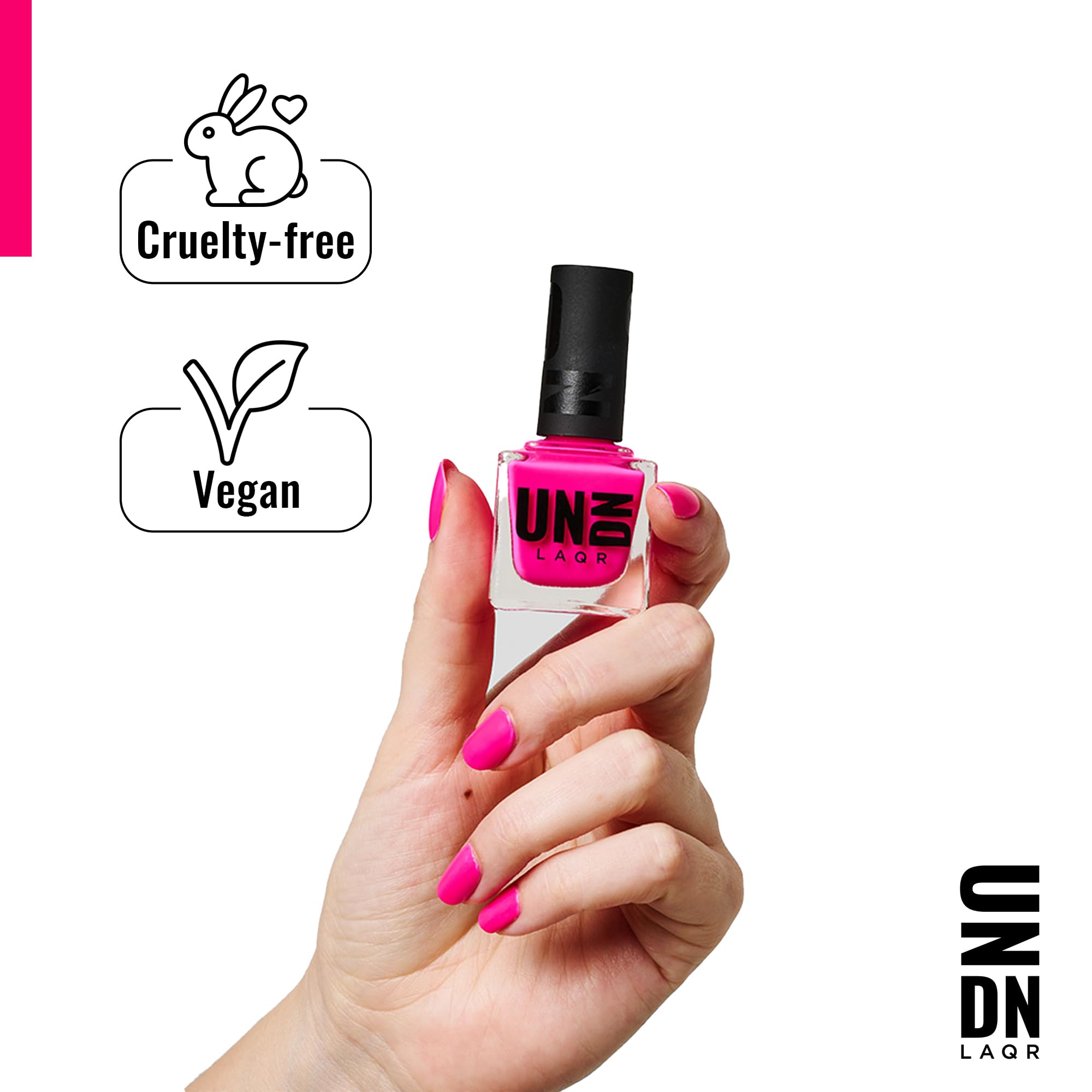 UNDN Vegan Nail Polish - Cloud Washed - Jelly Hot Pink Nail Polish for Women and Men - Long Lasting, Cruelty Free - 0.5 oz