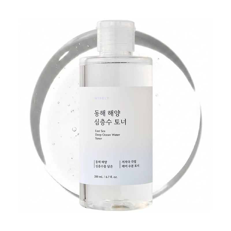 WISELY East Sea Deep Ocean Water Toner | Calming, Gentle Exfoliator, Deep Sea Water for Hydrating, Soft Finish, Korean Facial Toner & Astringent for Men and Women (200ml / 6.7 fl. oz.)