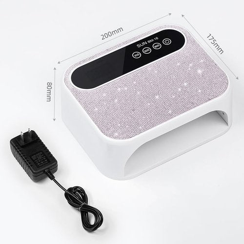 HeerMua Cordless UV Nail Lamp, 268W Rechargeable UV Gel Nail Light, Sparkling Rhinestones Diamond UV Light, Professional Fast Curing Nail Dryer with 4 Timers Touch Control Auto Sensor for Salon & Home
