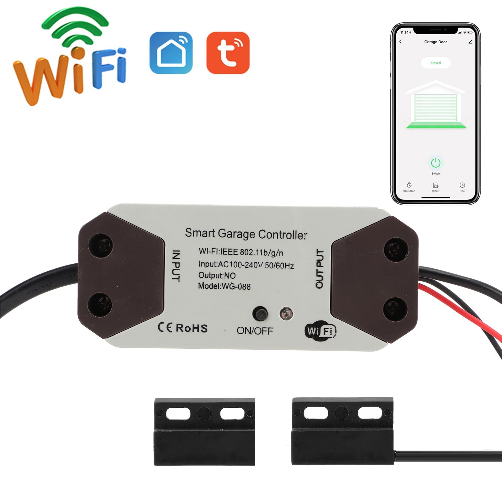 Door Opener Remote, Tuya Smart Life APP Control, Voice APP Remote Control for Assistant Intelligent Garage Door Switch(#3)