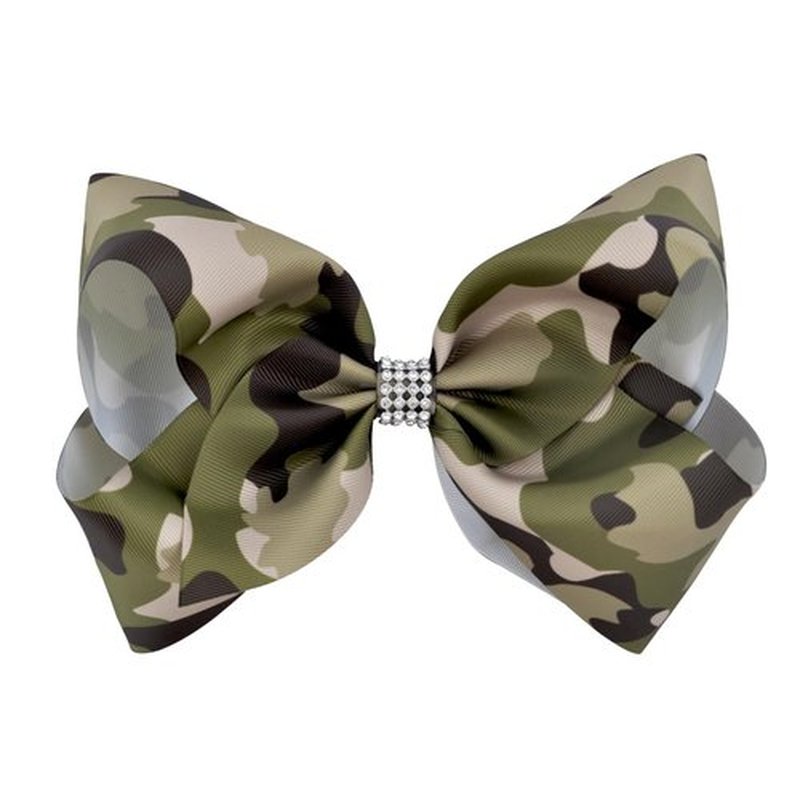 Camouflage Cheer Bow Green Tye Dye Come Hair Bowknot Camouflage Ponytail Holder Bow PHB03 (Hair Cllips Bow)