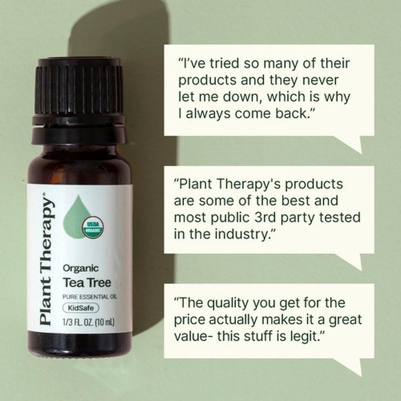 Plant Therapy Organic Tea Tree Oil - 100% Pure & USDA Certified Organic for Skin, Hair & Toenails | 10 mL (1/3 oz)