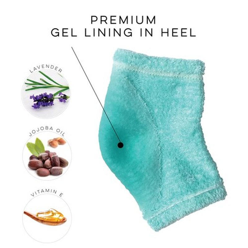 LE EMILIE 5 Toe Moisturizing Gel Socks | Perfect for Healing Dry Cracked Heels and Feet | Infused with Aromatherapy Blend of Lavender and Jojoba Oil | 1 Pair (Green Heel)