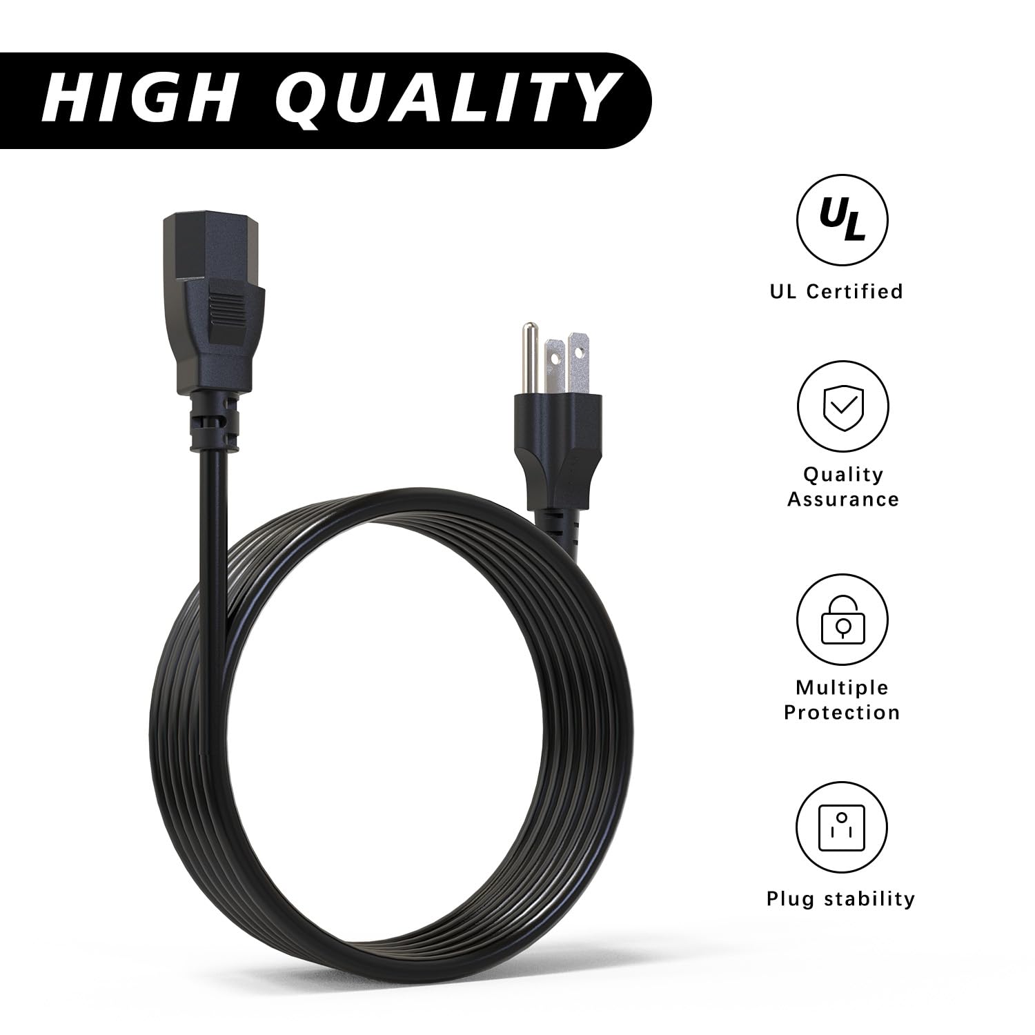 3 Prong Power Cord Compatible with Horizon Fitness Treadmills, Power Cable Replacement for BowFlex, Superfit, Sole E35 E55 F63 F80,for Goplus 2 in 1 Folding Treadmill,Computer TV ect Universal Charger
