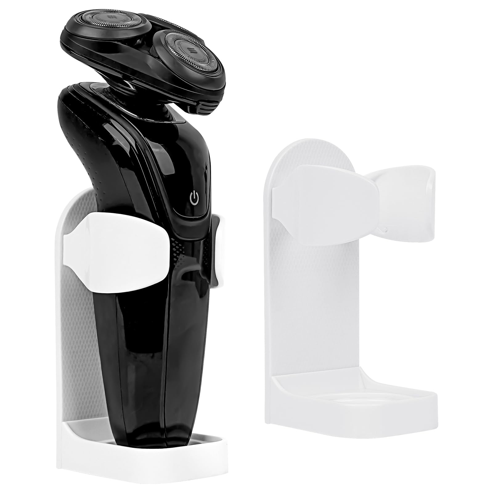 Linkidea 2 Pack Self Adhesive Razor Hanger, Adjustable Shaver Holder Wall Mounted, Shower Organizer Compatible with Braun Series 5, 6 (White)