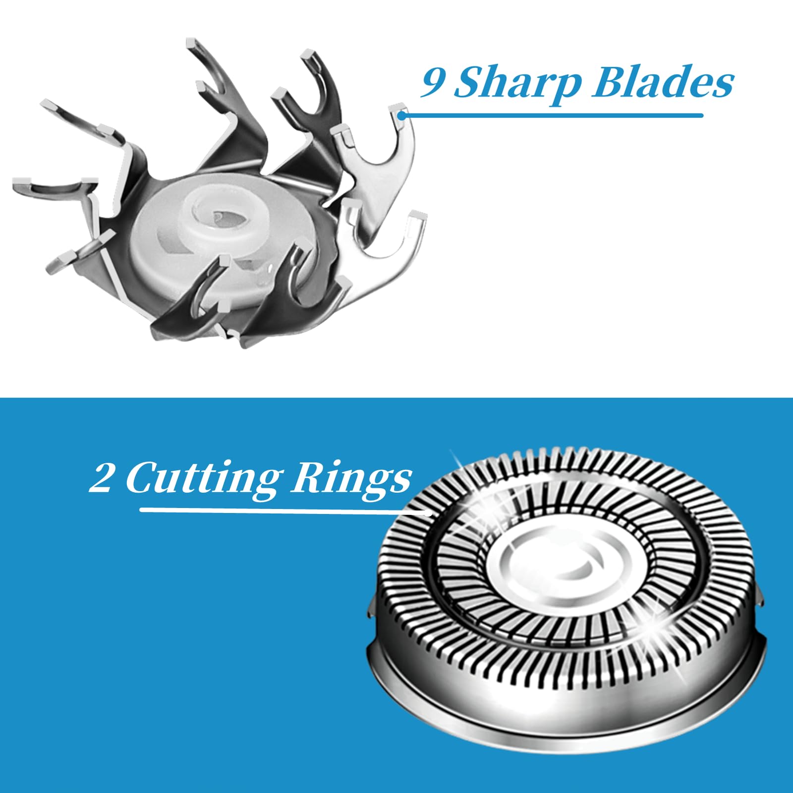 Shaver Head Replacement Blade for Skull Shaver Pitbull Gold Silver Platinum PRO Shaver Replacement Blade 4 Head,Replacement Heads Compatible with Pitbull Skull Shaver Replacement Blades,8 Packs.