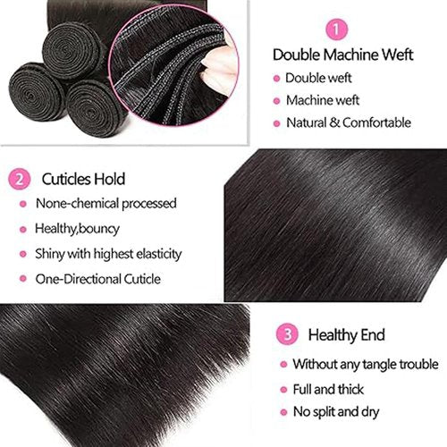 Straight Bundles Human Hair Bundles 26 26 26 Inch Natural Black Color Straight Bundle Unprocessed Brazilian Virgin Weave Hair 3 Bundle 50 Gram Per Bundle