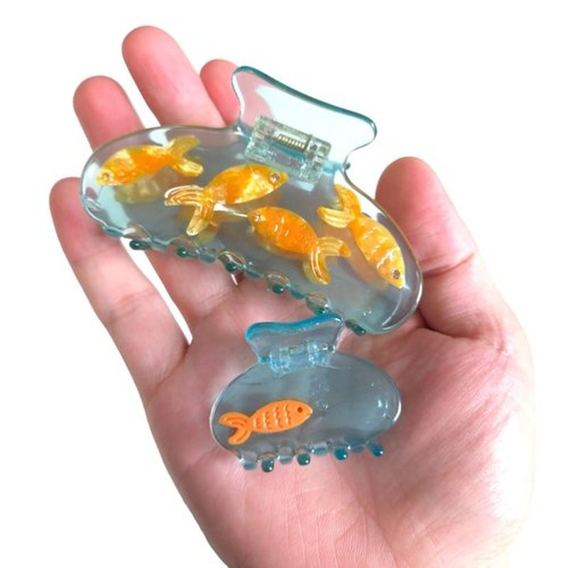 Generic Novelty Fish Tank Hair Clip,Acetate Claw Clip for Women,Women Hair Accessories,Cyan, 1 Count (Pack of 1)