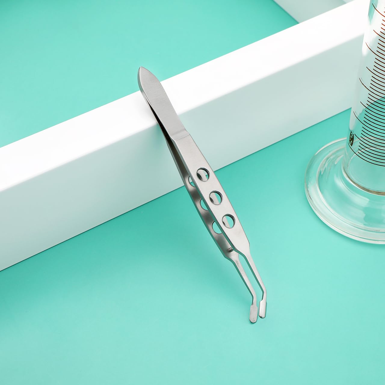 Healvian Meibomian Gland Expressor Forceps Stainless Steel Eyelid Massage Tweezer with Positioning Pin and Non-Slip Handle, 4.13 Inch