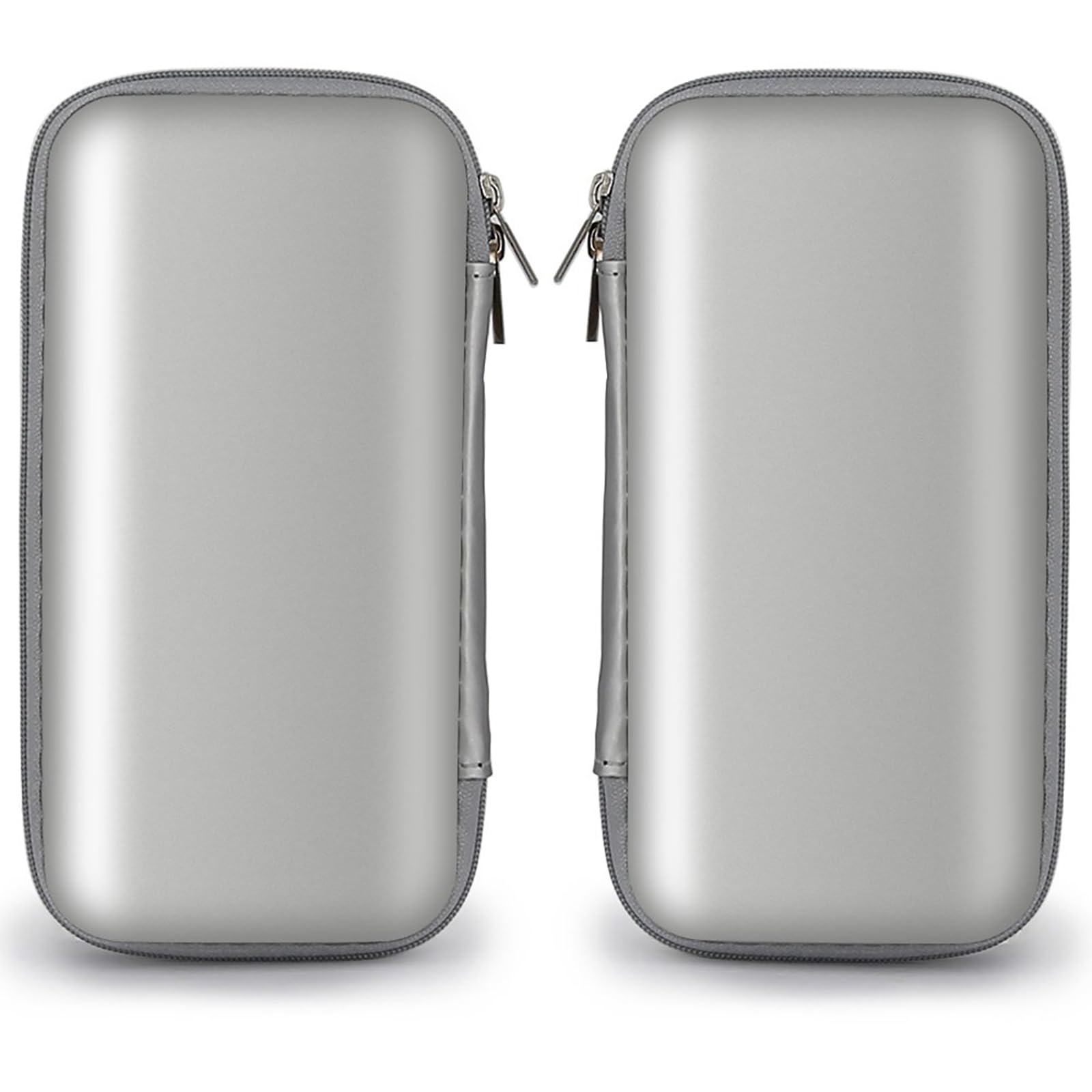 iMangoo Travel Essential Electronics Organizer Pouch Charger Case, Shockproof Dual Zipper Power Bank Cables Tech Accessories Purse, Men & Women Travel Must Have Storage Bag, 6.5x3.2x1 inch Silver