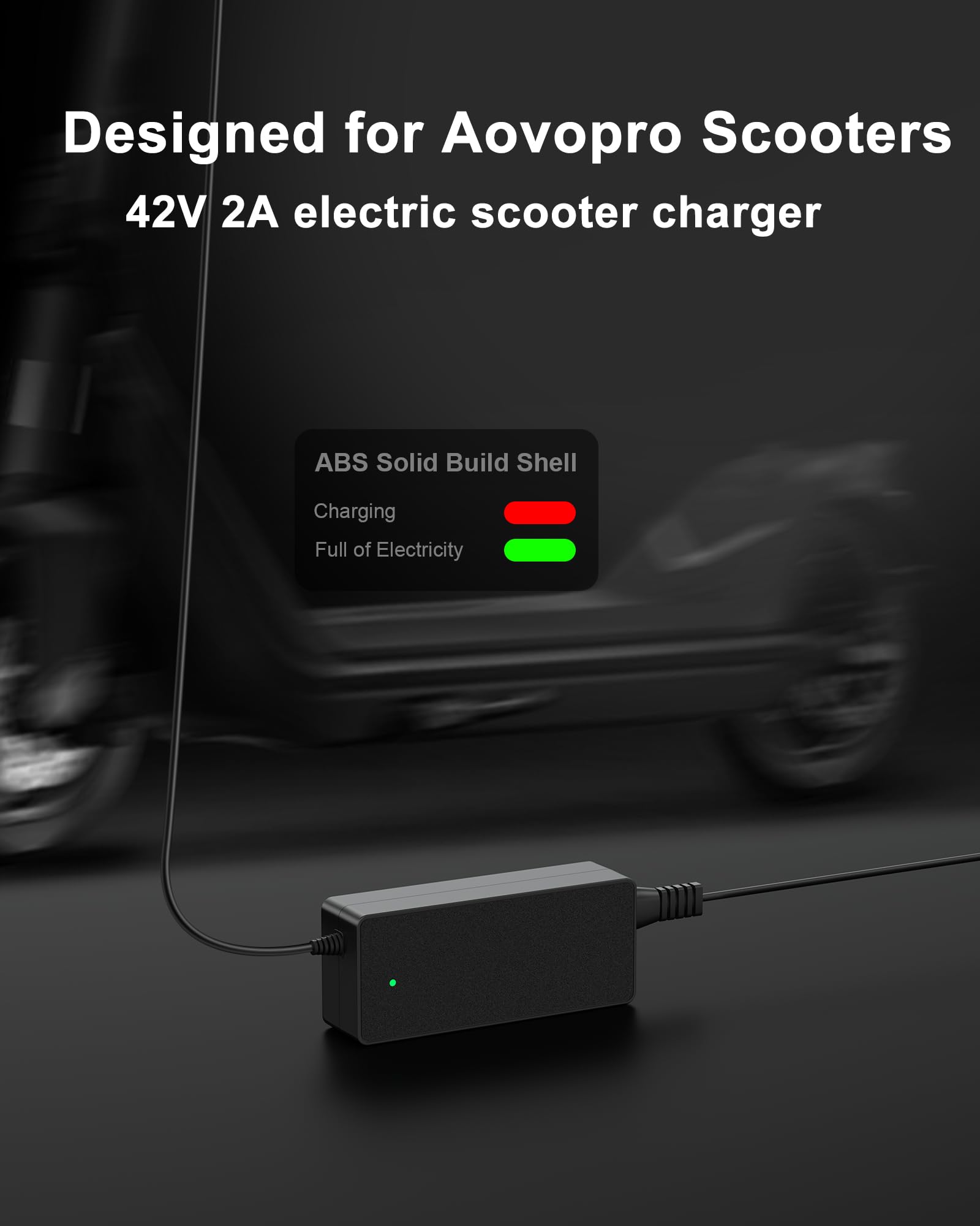 VHBW 42V Electric Scooter Charger Compatible with AovoPro M365 ES60 EW6 365Go M1 M365Pro AP07 VT01 Scooter -YLT-42V0150 Charging Adapter,LED Indicator, 9.8FT Cord