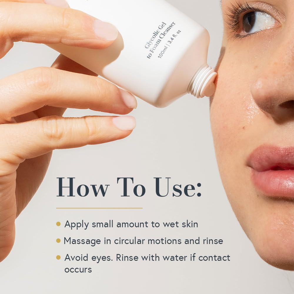 Glycolic Acid Gel To Foam Face Cleanser (100ml/3.4oz) | Foaming & Exfoliating Face Wash| Natural, Plant-Based & Science-First Face Wash for Men & Women | With Green Tea & Aloe Leaf Extracts