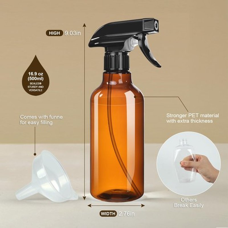 Skiennix Plastic Spray Bottles - 16.9 Oz Heavy Duty Mist & Stream | 2-Pack for Cleaning, Hair, Plants