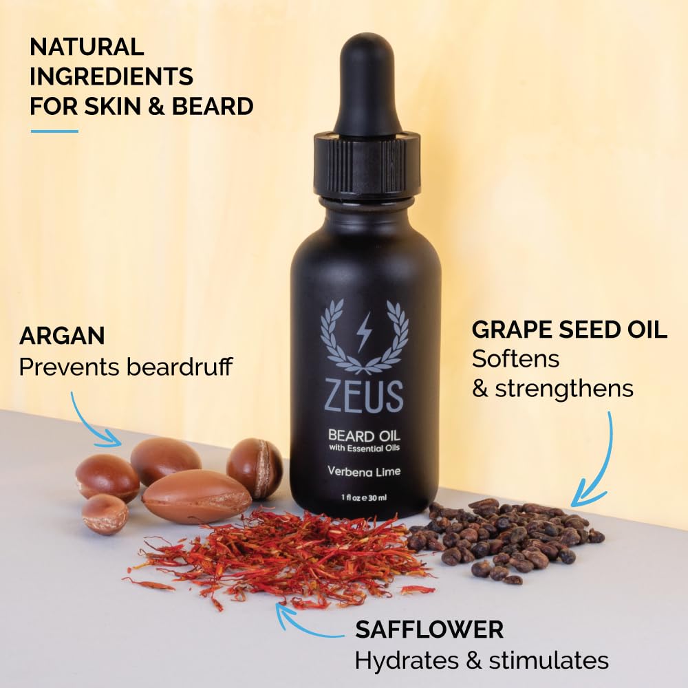 ZEUS Natural Beard Oil for Men with Essential Oils (Sandalwood)