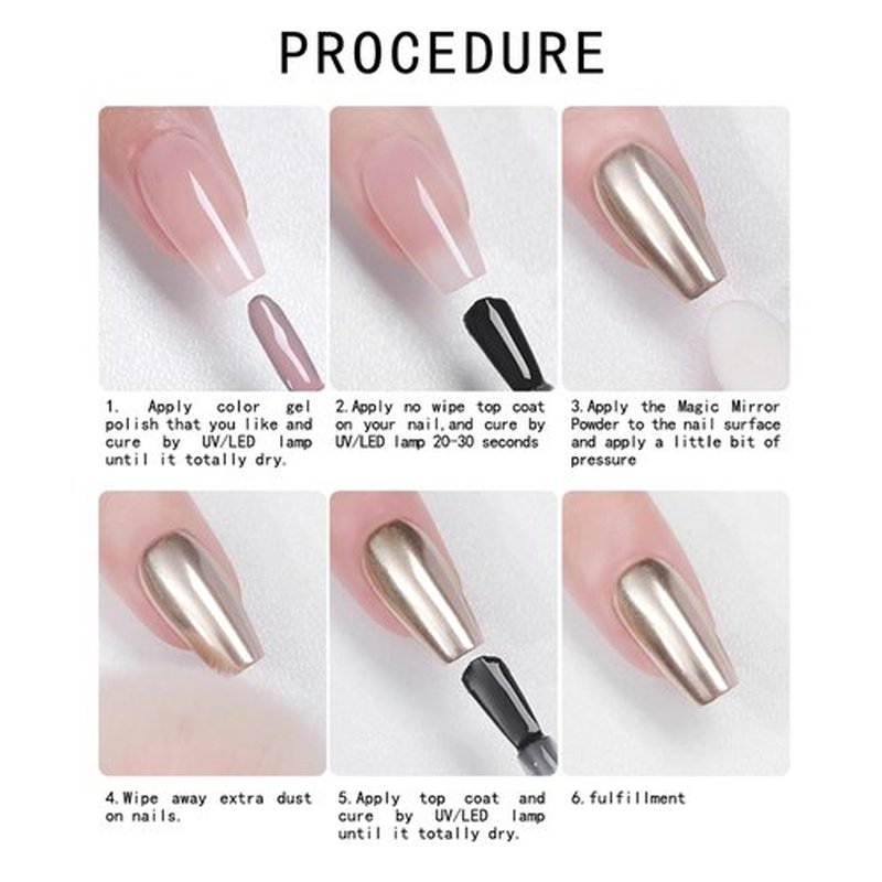 16 Colors Chrome Nail Powder kit, Gold Silver Red Black Brown Metalic Christmas Mirror Effect Chrome Powder Pigments for Nails Decoration for DIY (Colorful, M)