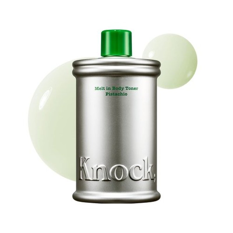 Knock Melt-In Body Toner, Instant Glass Body Glow, Ceramide Moisture Lock, Lightweight Milky Moisturizer, Zero Sticky, For All Skin, Fresh Pistachio Scent, 10.14 fl oz