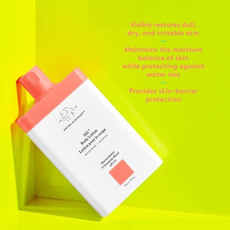 Drunk Elephant Sili Body Lotion - Lightweight Daily Hydration - 240 ml/8 fl oz - Clean & Cruelty-Free Skincare