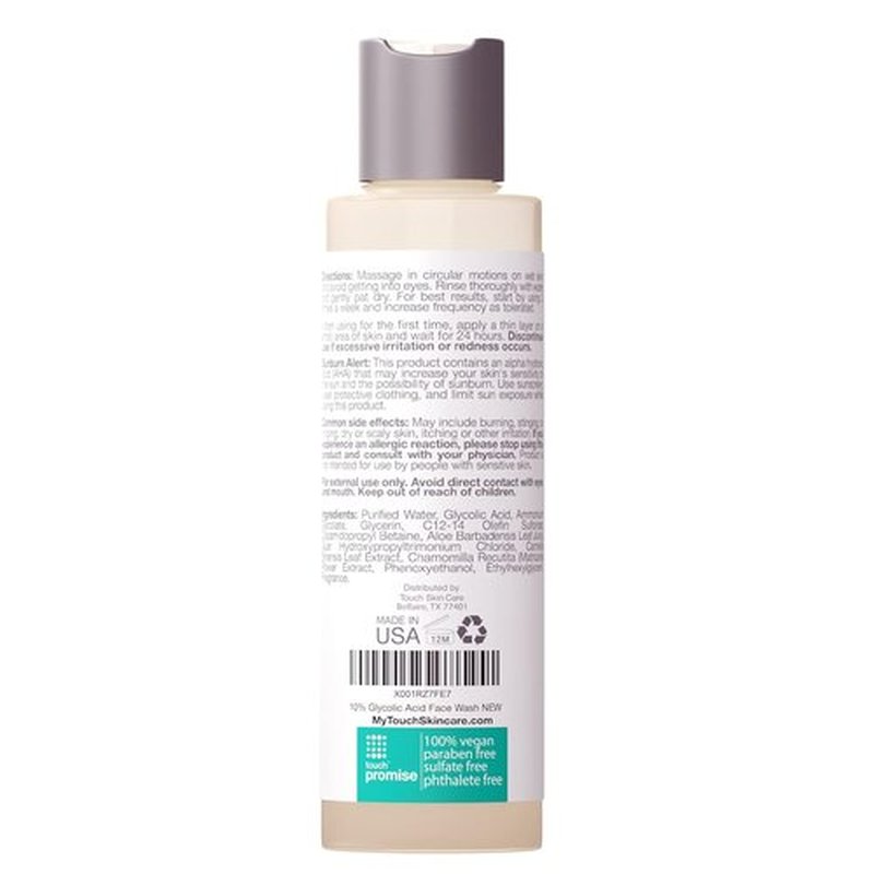 Skiennix 10% Glycolic Acid Face Wash - Exfoliating Foaming AHA Cleanser for Anti-Aging & Pore Minimizing - 6 oz.