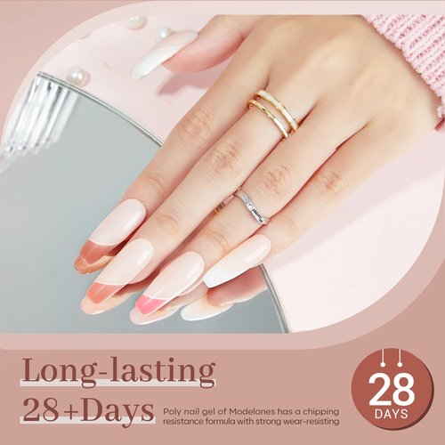 modelones Poly Nail Gel Set, 6 Colors Nude Pink Brown Daily Collection Poly Extension Gel Set Builder Manicure DIY Design Nail Art Home Salon Beauty Gift