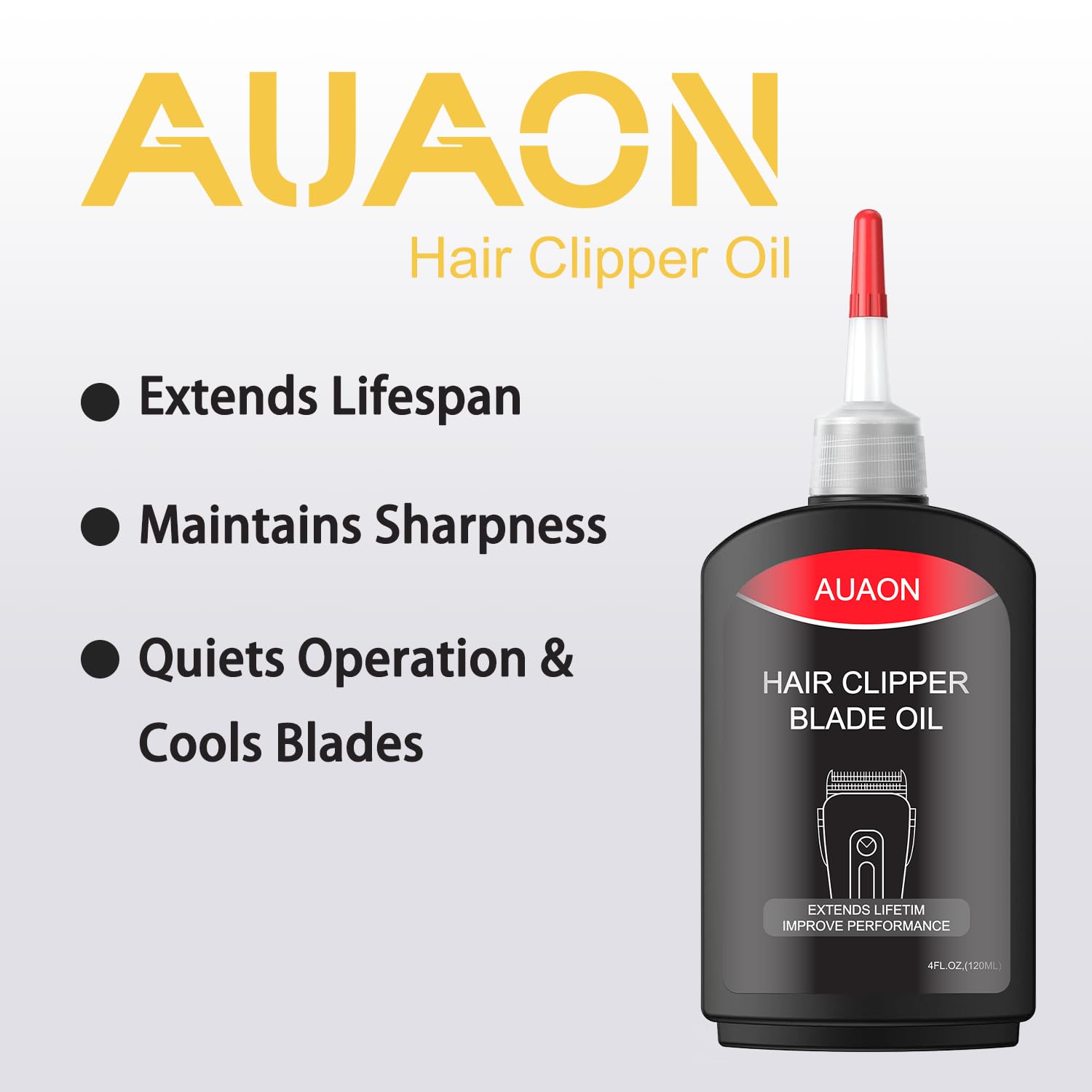 AUAON Premium Hair Clipper Blade Lubricating Oil for Clippers, Trimmers, Groomers, Rust Prevention, 4.05oz/120ml,