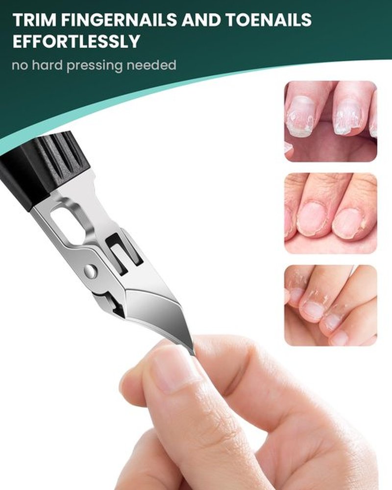 6 Pcs Eagle Beak Nail Clippers Set, Eagle Beak Beveled Angled Nail Clipper Wide Jaw Opening Anti-Splash Slanted Edge Nail Clippers for Thick Nails, Ingrown Toenails(Green&Black)