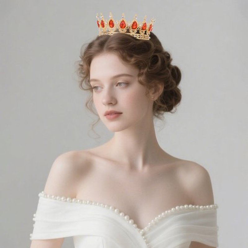 Feltent Red Crown for Women Crystal Tiara and Queen Crown for Women Wedding Headband for Bride Hair Accessories for Costume Birthday Party Cake Decoration Prom