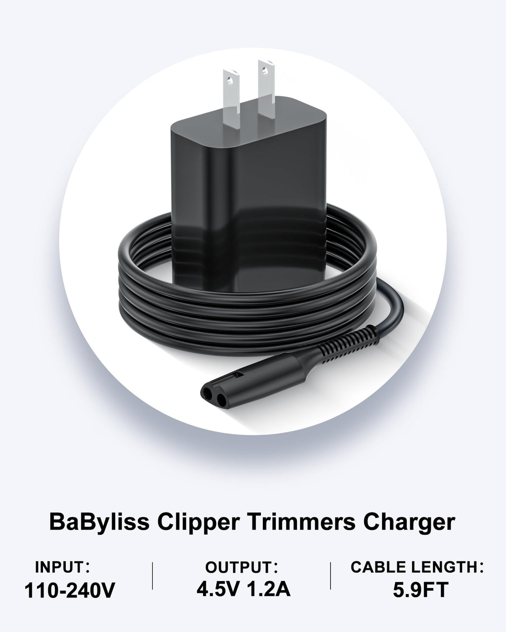 VHBW FX3 Charger Cord Compatible with BaBylissPRO FXFS2 FXX3S 4.5V