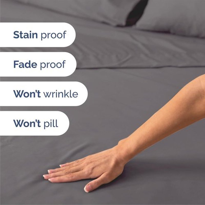 Queen Size 4-Piece Sheet Set - Comfy Cooling Bed Sheets for Luxurious Sleep - Deep Pockets, Soft & Wrinkle-Free - Oeko-Tex Certified - Dark Grey