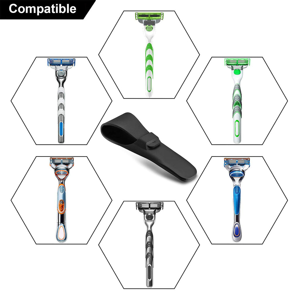 LinMei 2 Pack Silicone Razor Travel Case, Blue+Black, Compatible with Gillette, Parker, Merkur Razor